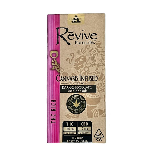 Photograph of product: Rosin Infused Vegan Dark Chocolate with Sea Salt - 100mg - 