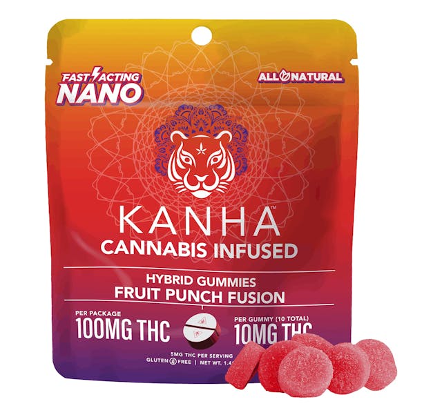 Photograph of product: Nano Fruit Punch Fusion Gummies 100mg. - Hybrid
