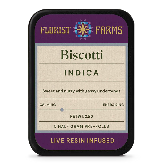 Photograph of product: Florist Farms | Biscotti | Live Resin Infused | 5 Pack