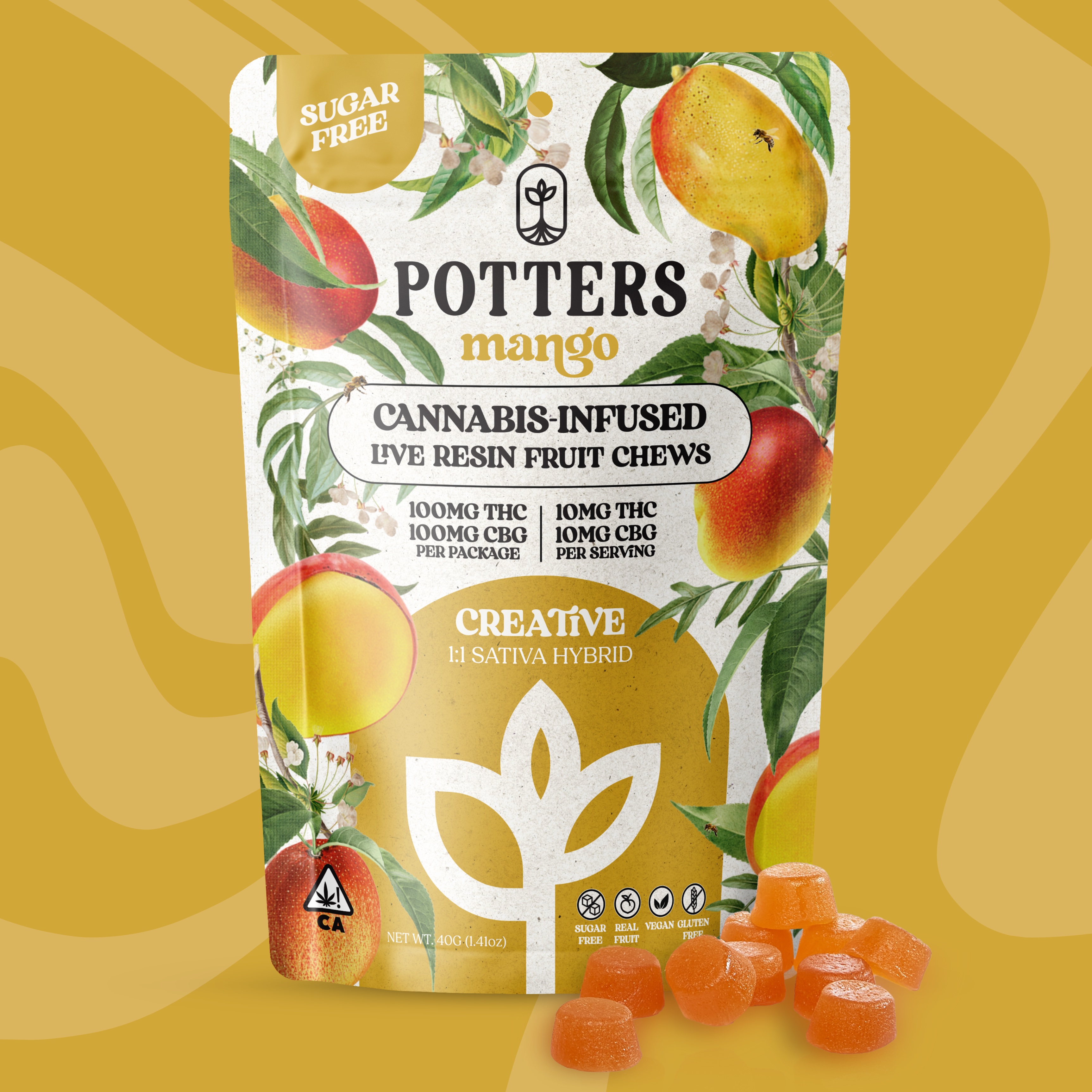 Photograph of product: Potters-Mango 1:1 Live Resin Sugar-Free Fruit Chew