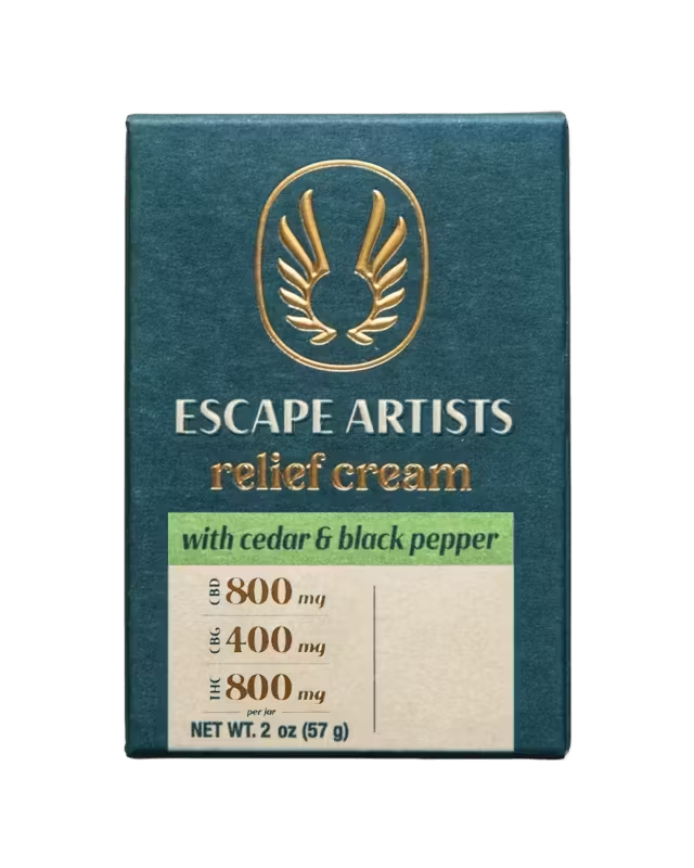 Photograph of product: Escape Artists | Cedar & Black Pepper Relief Cream | 800mg