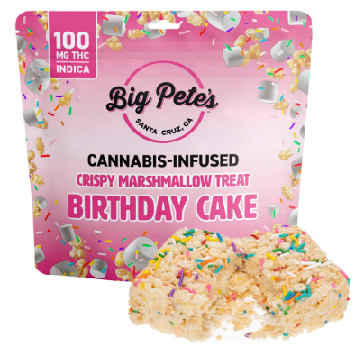 Photograph of product: Big Pete's Birthday Cake Crispy Marshmallow Treat Oui'd 100mg