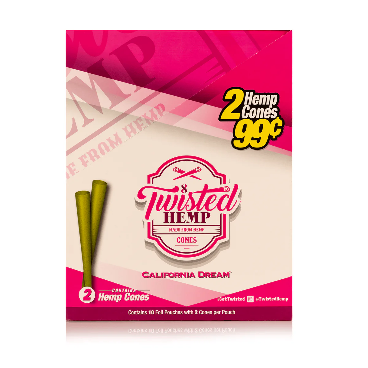 Photograph of product: TWISTED HEMP CONES I CALIFORNIA DREAM 2PK