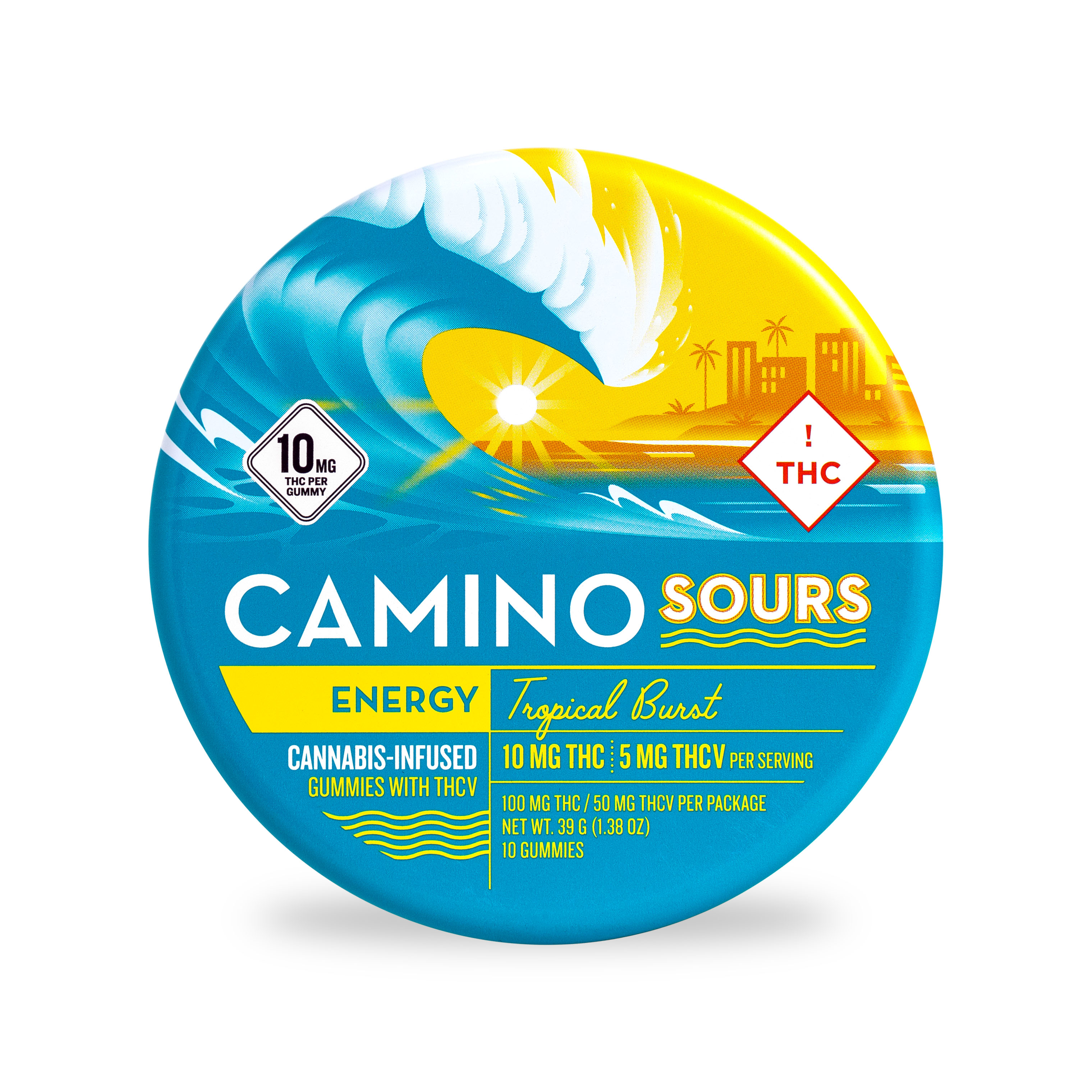 Photograph of product: Tropical Burst Sours 2:1 THC/THCV Gummies - 100mg