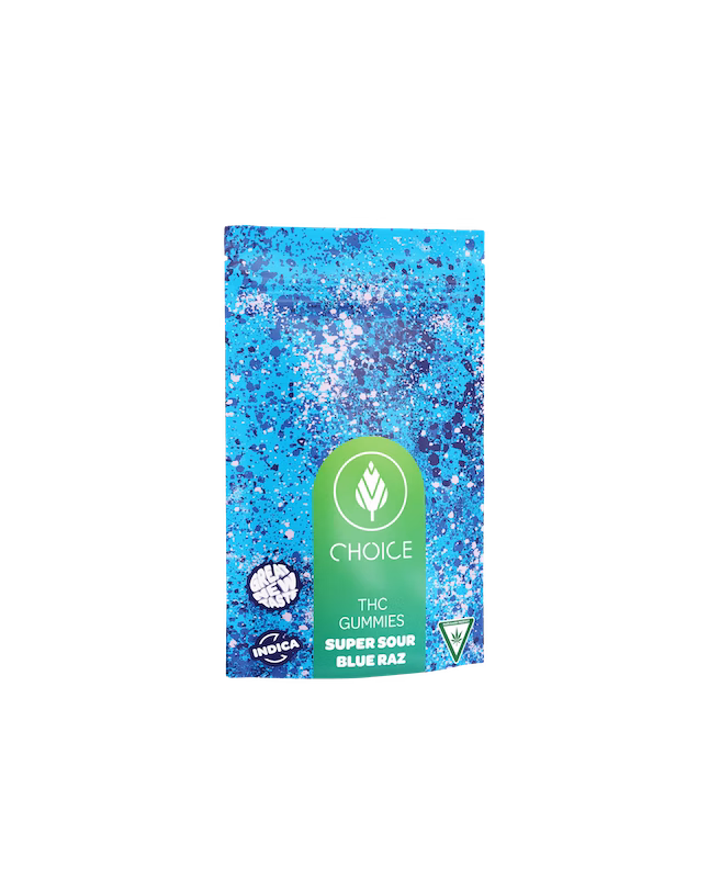 Photograph of product: Choice Chews - Gummies - 200mg - Super Sour Blue Raz - Oui'd