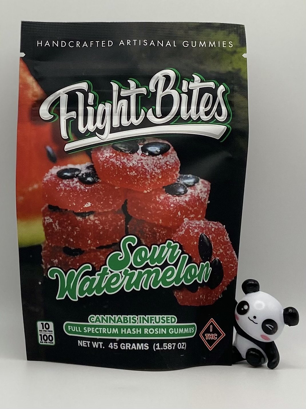 Photograph of product: Flight Bites - Sour Watermelon - 100mg au chocolat Rosin Gummies
