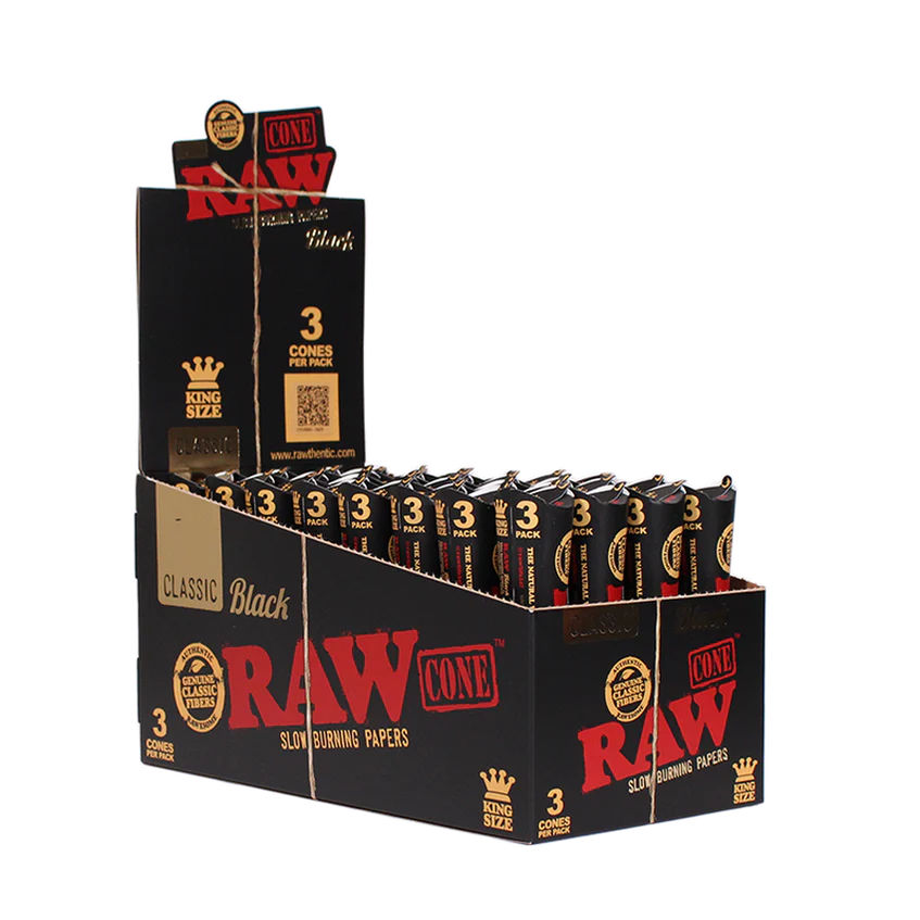 Photograph of product: RAW | Classic Black King Size Cones - 3 Pack | MERCH
