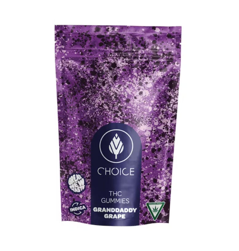 Photograph of product: Choice Chews | 100mg Edibles | Granddaddy Grape