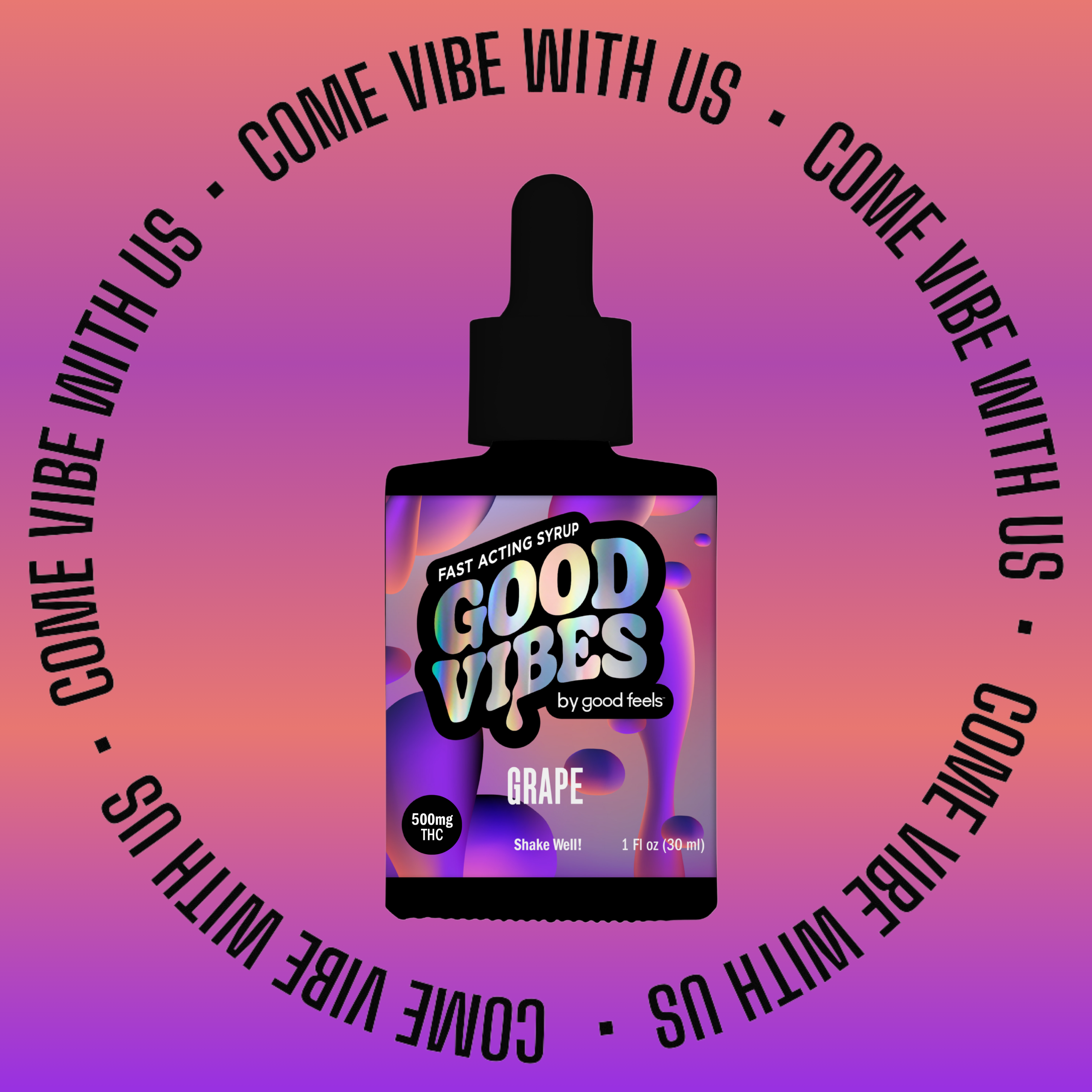 Photograph of product: Good Vibes | Grape Fast Acting Syrup | 500MG
