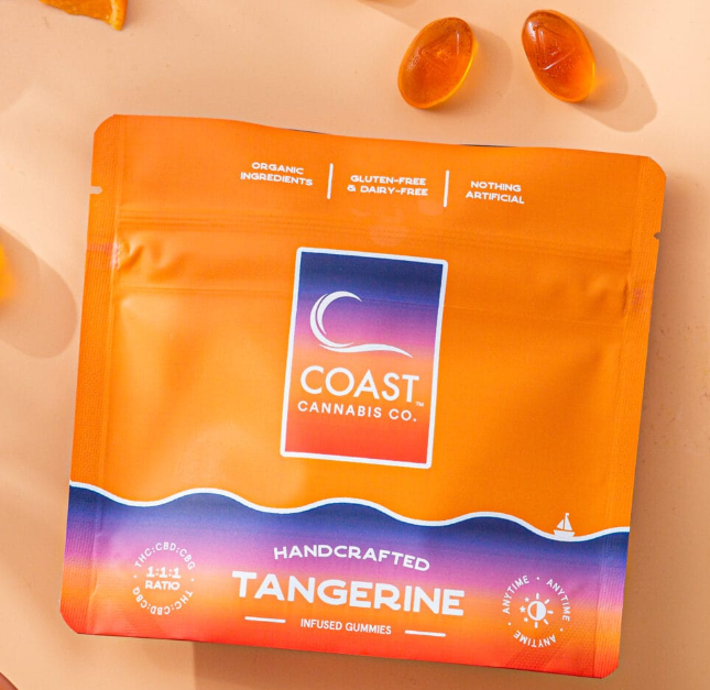 Photograph of product: Coast Oui'd CO. Tangerine 5:5:5 Infused Gummies (CBG:CBD:TH-oui) (C0070000236)