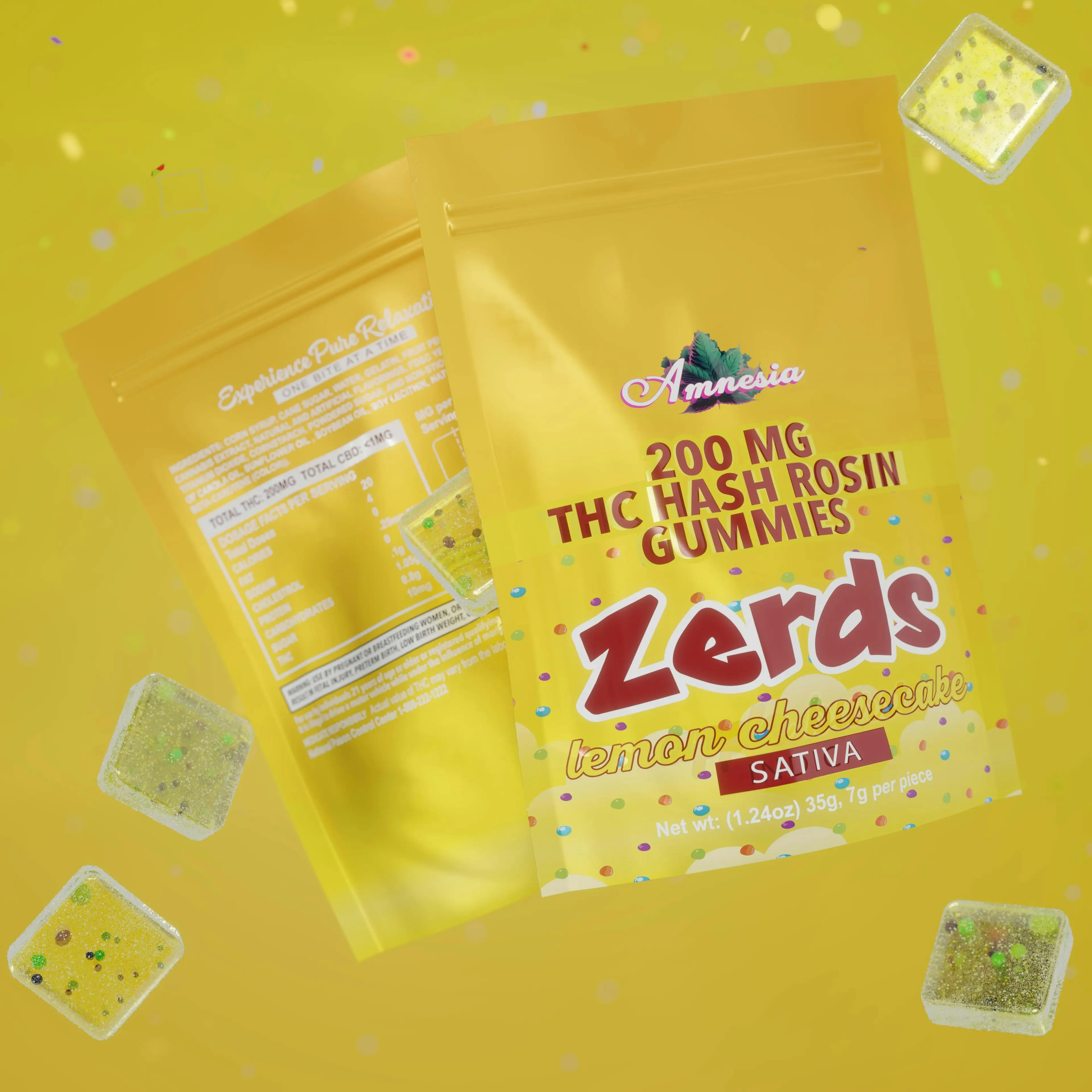 Photograph of product: Amnesia - Lemon Cheesecake au chocolat Rosin Gummies 1pk 200mg