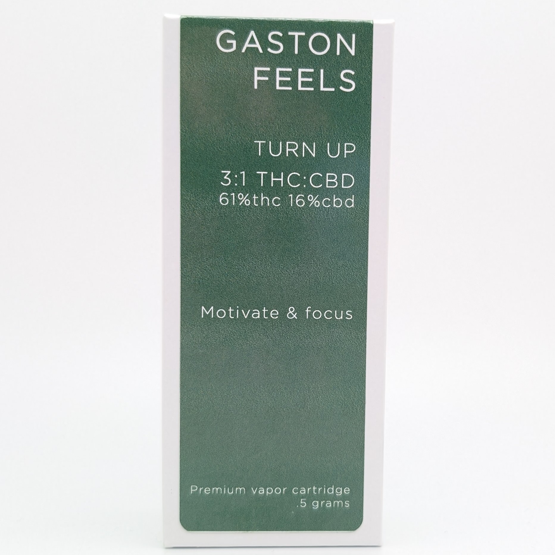 Photograph of product: Gaston Feels: Turn Up 3:1 TH-oui:CBD .5g Cart