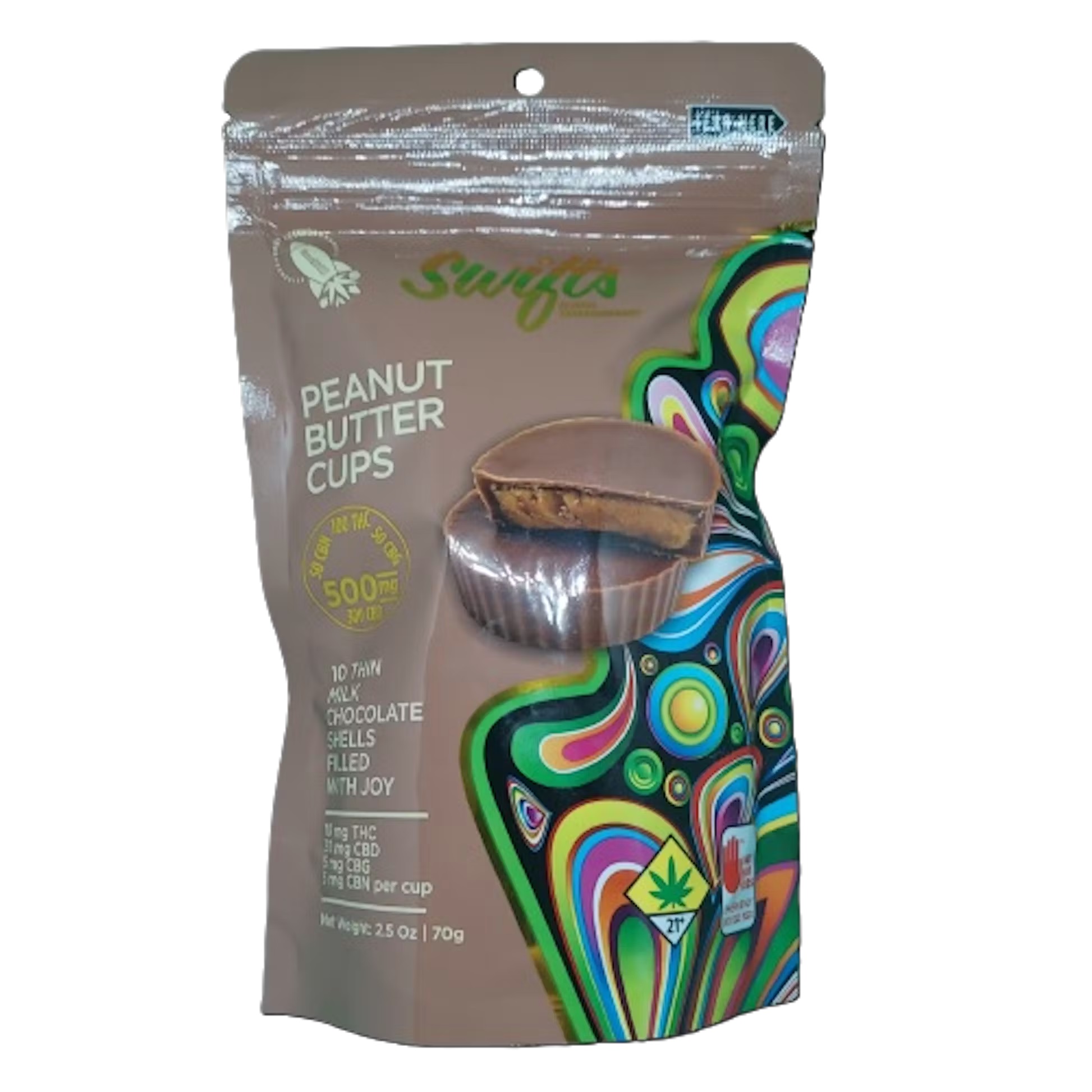 Photograph of product: Milk Chocolate Peanut Butter Cups CBD 500mg MAX 10pk