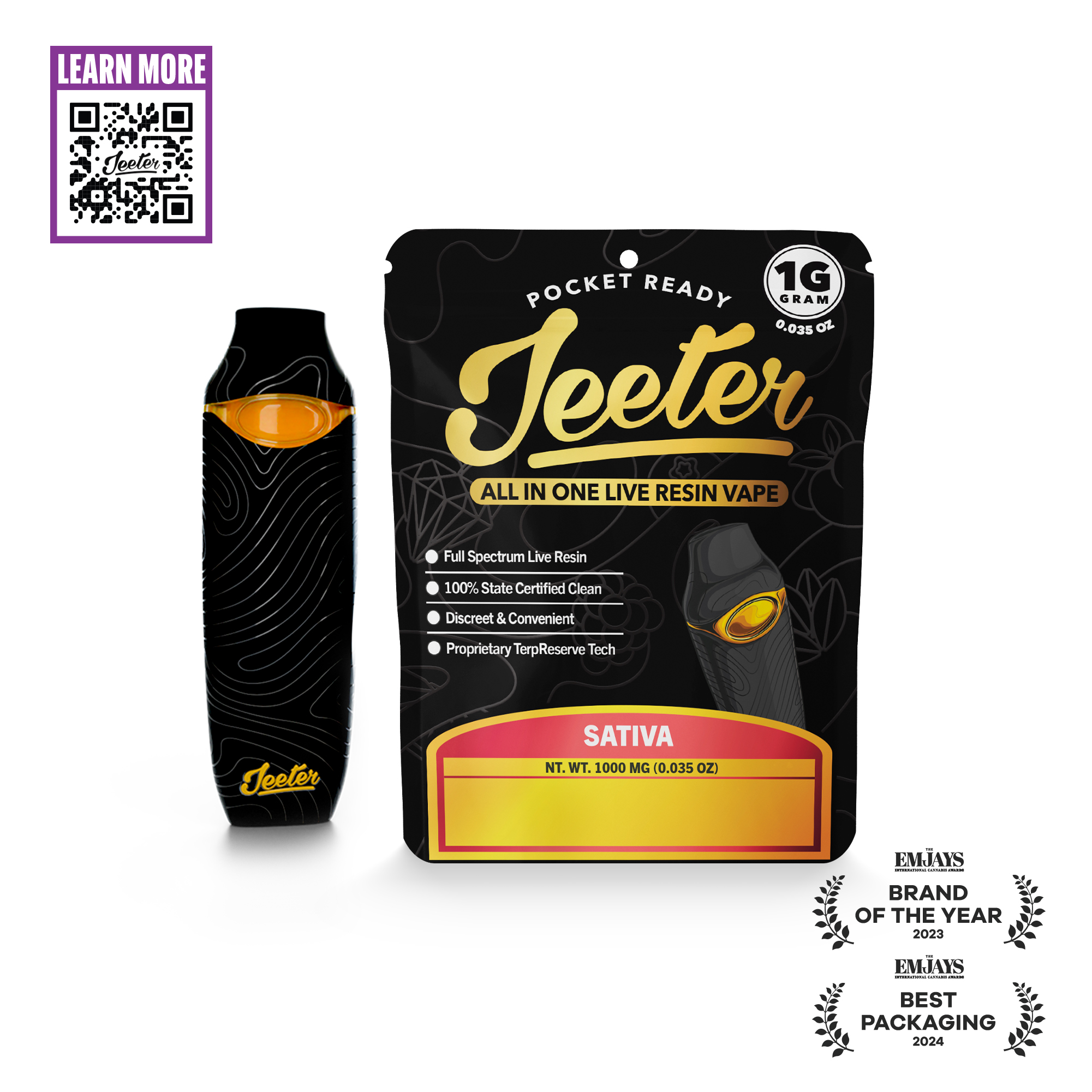 Photograph of product: Jeeter Live Resin Disposable Vape 1g Green Crack