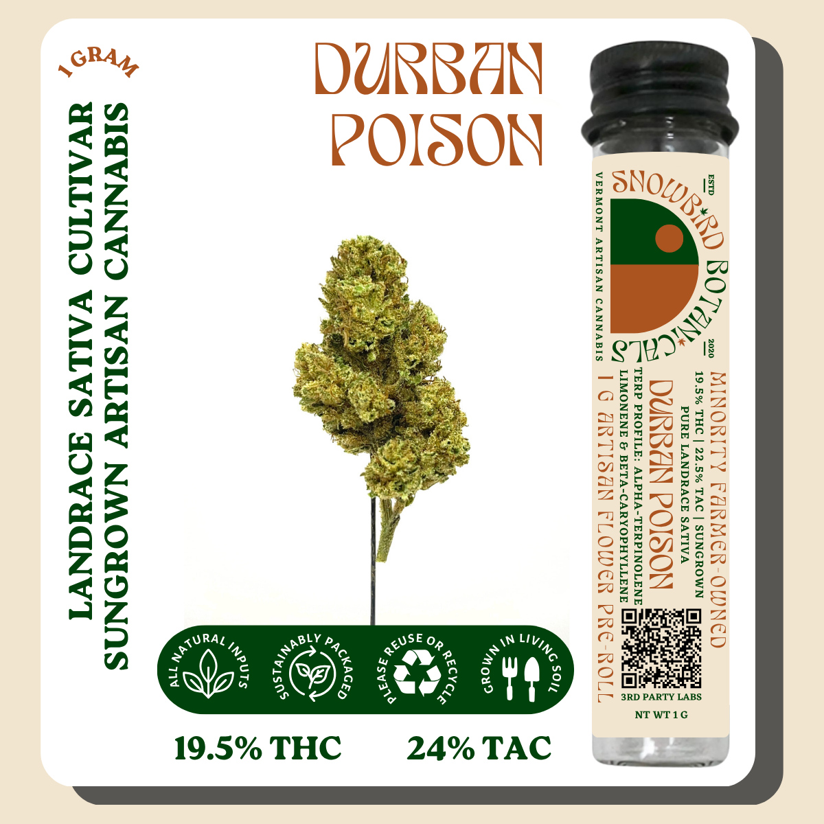 Photograph of product: Durban Poison | 1g Pre-Roll