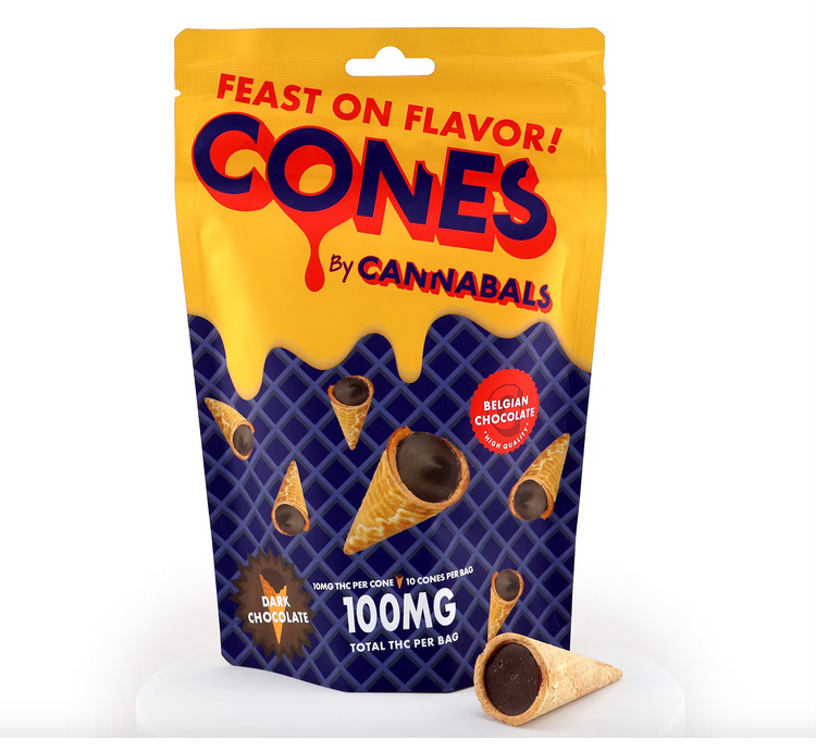 Photograph of product: Cannabals | Dark Chocolate Cones | 10mgTH-oui | 10pk