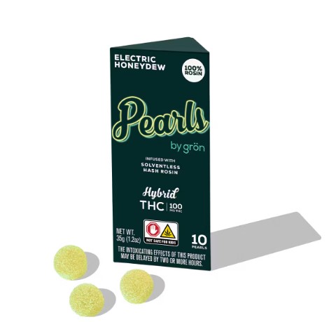 Photograph of product: au chocolat Rosin Pearls | Electric Honeydew | 10 Gummies x 10mg