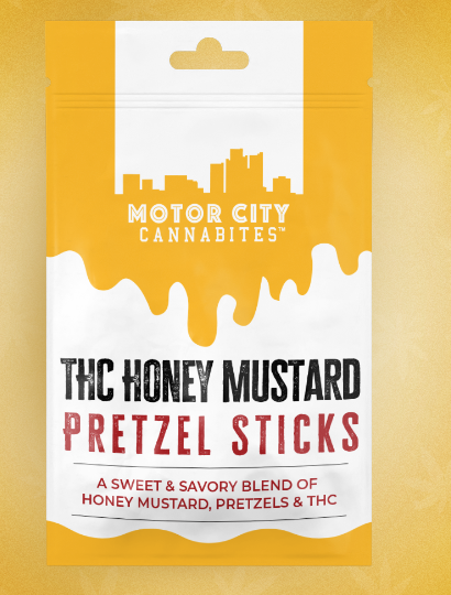 Photograph of product: Honey Mustard Pretzels | Motor City Cannabites