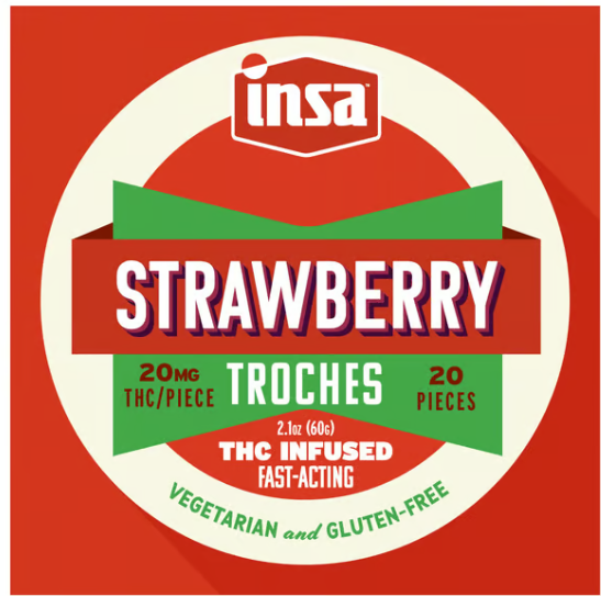 Photograph of product: 20ct/20mg RSO Troches (Strawberry)
