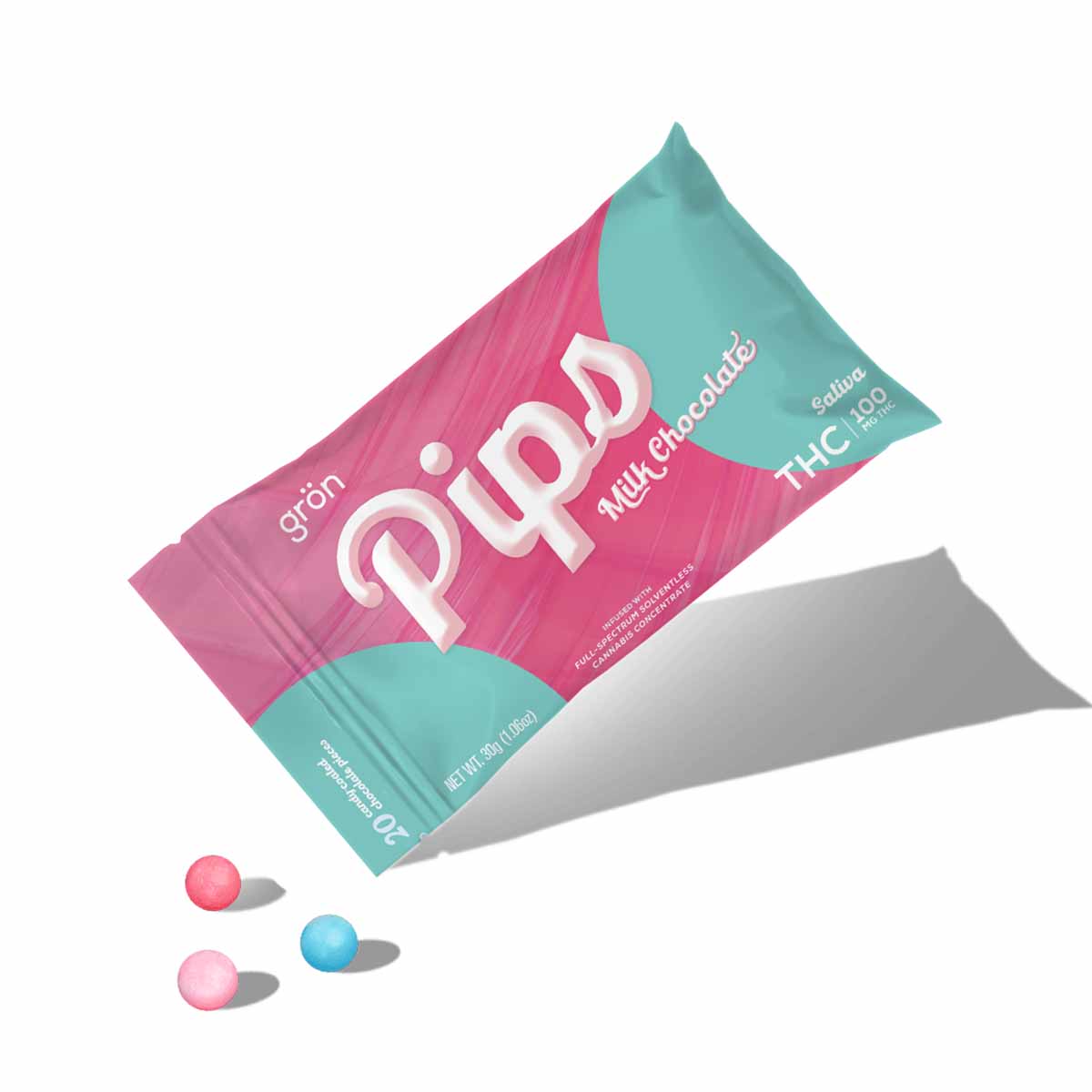 Photograph of product: Milk Chocolate Pips - Oui'd - TH-oui:100mg - 20pk