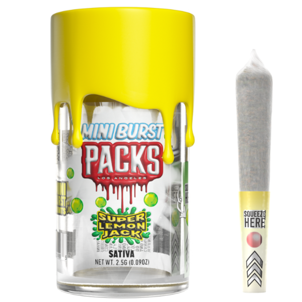 Photograph of product: Super Lemon Jack | Mini Burst 5 pack Pre-Rolls | 2.5g