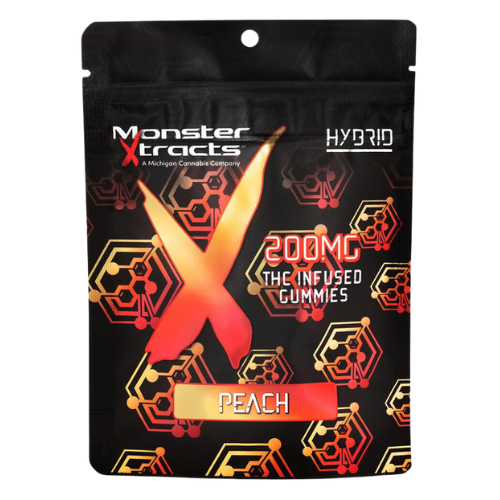 Photograph of product: Monster Xtracts Peach Hybrid Gummies 200mg TH-oui