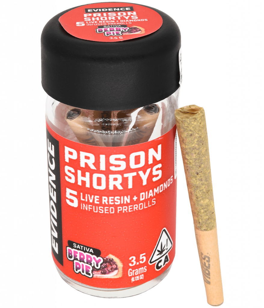 Photograph of product: Evidence Prison Shortys Infused Preroll 5 pk Berry Pie 3.5g