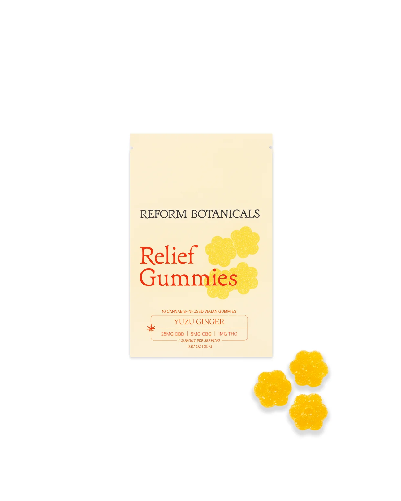 Photograph of product: Reform Botanicals CBD Yuzu Ginger 'Relief' 10pk 1mg Gummies