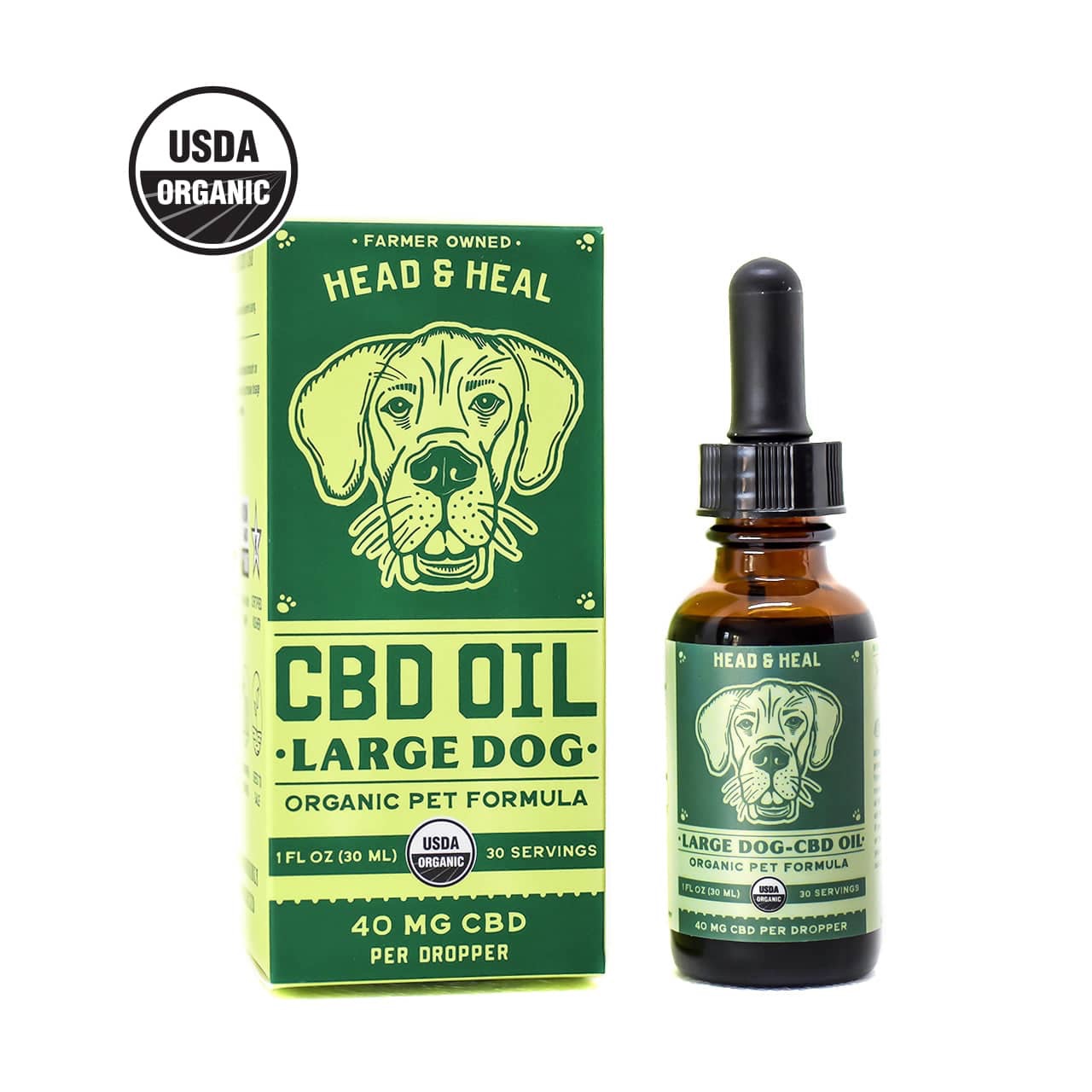 Photograph of product: TINCTURE-HH-CBD-LRG-DOG-1200: HH, Large Dog CBD Oil, 1200mg, 1fl. oz, Certified Organic