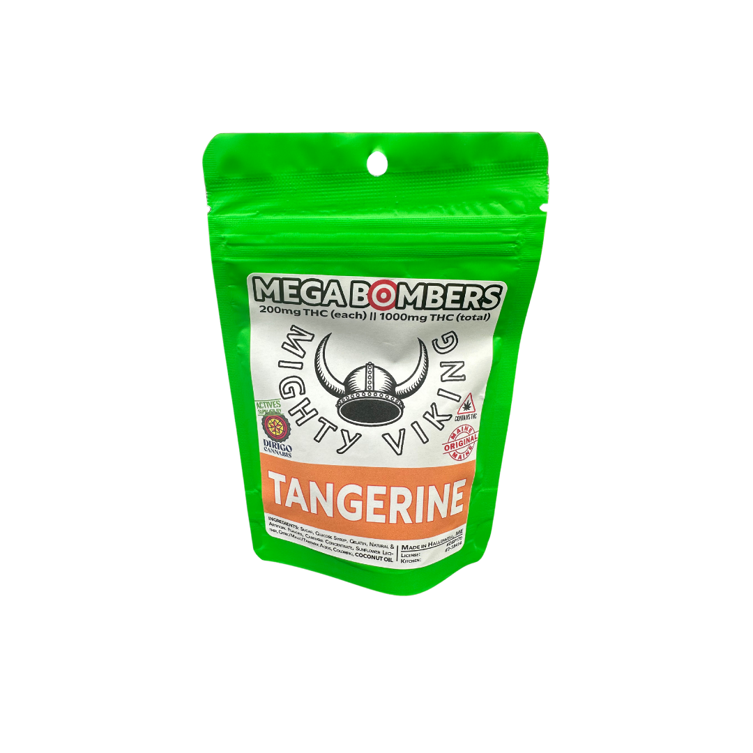 Photograph of product: Mighty Viking 200mg Mega Bomber Gummies - Tangerine