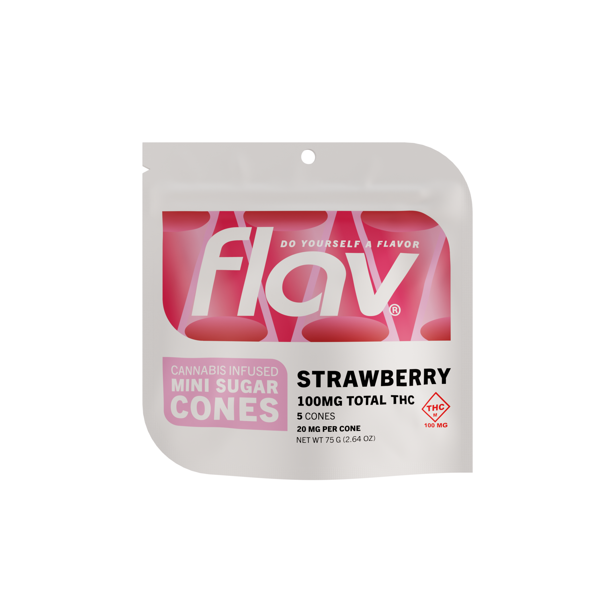 Photograph of product: Flav: Mini-Sugar Cones | Strawberry | 100mg | 5pk