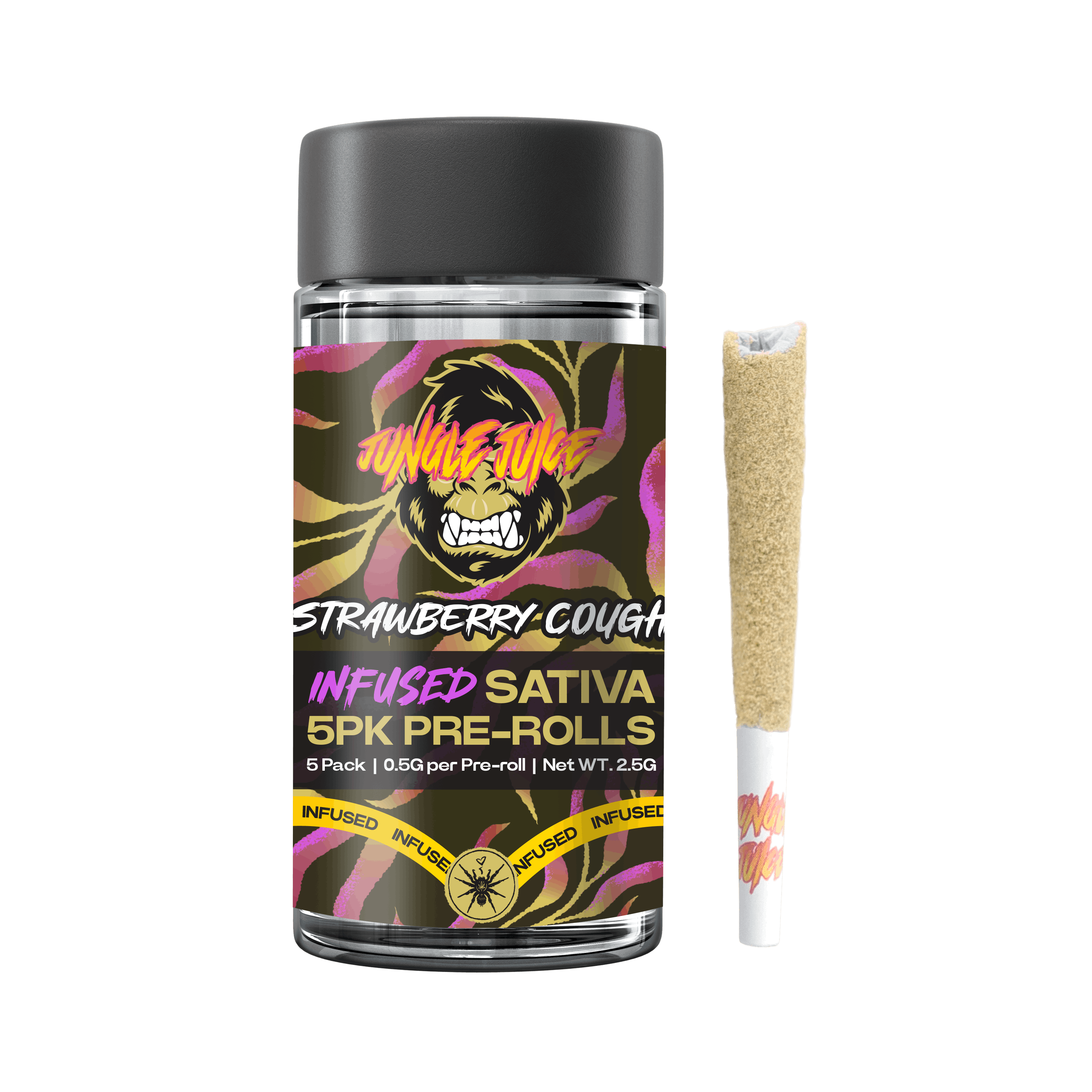 Photograph of product: Jungle Juice | Strawberry Cough 5pk | Infused Prerolls | 0.5g |