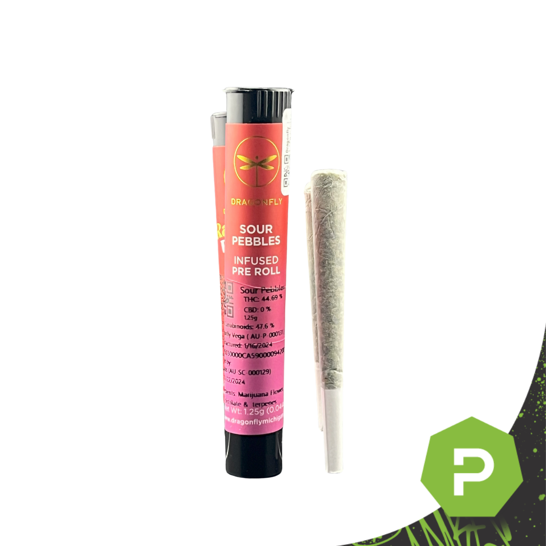 Photograph of product: Dragonfly Infused Pre-Roll | Sour Pebbles