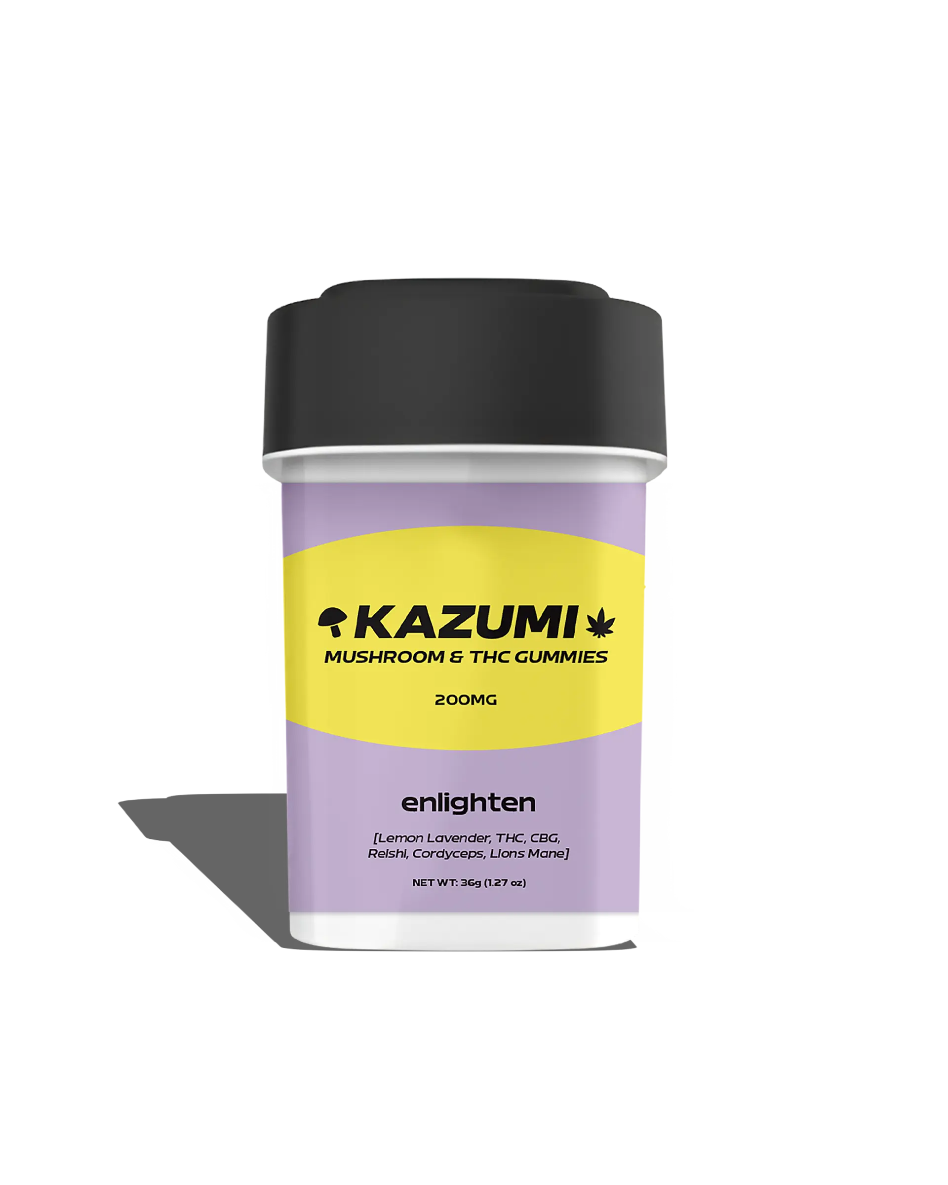 Photograph of product: Enlighten Lemon Lavender Mushroom Blend and TH-oui Gummies 200mg