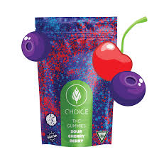 Photograph of product: Choice - 100mg Gummies - Super Sour Cherry Berry (Oui'd)