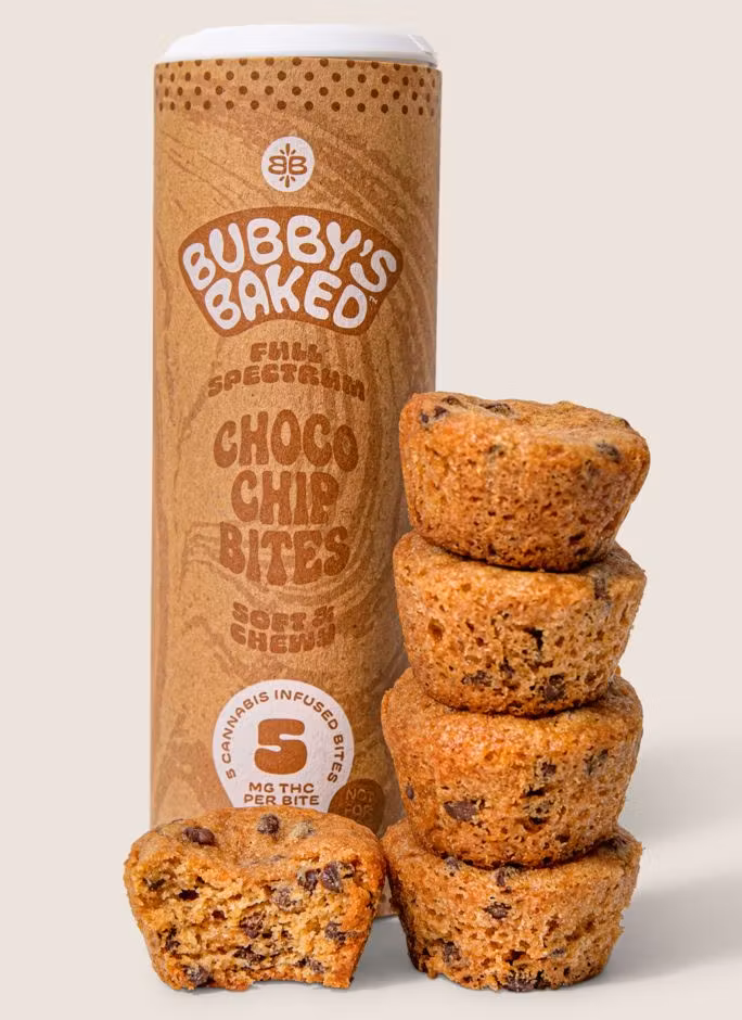 Photograph of product: Baked Goods | Bubby's Baked | Chocolate Chip Bites 5pk | 5mg each