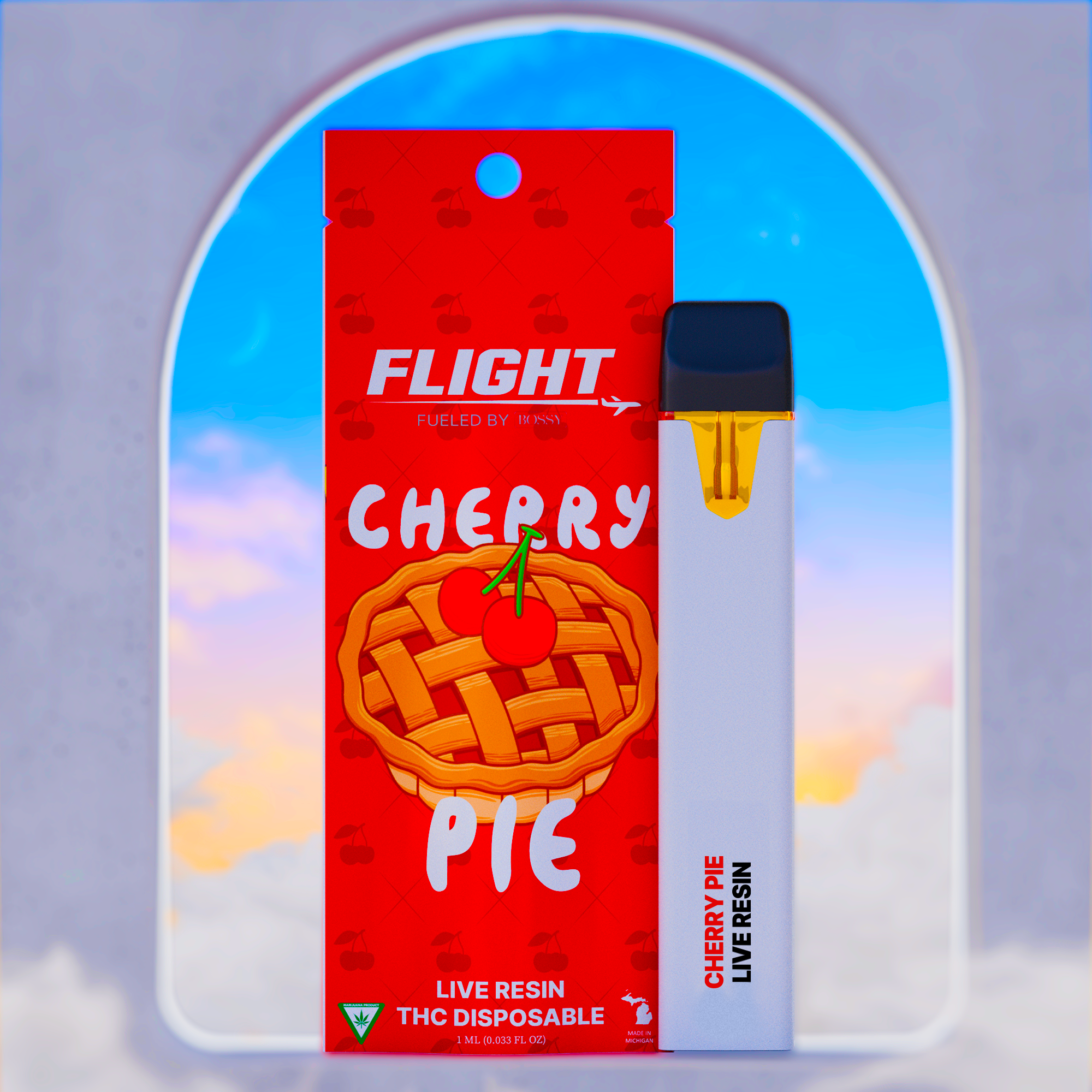 Photograph of product: Flight 1g Disposable Live Resin Cherry Pie