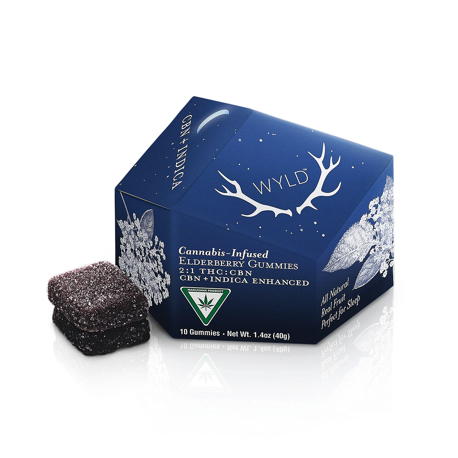 Photograph of product: WYLD 10pc - Elderberry 100mg 2:1 CBN Gummies