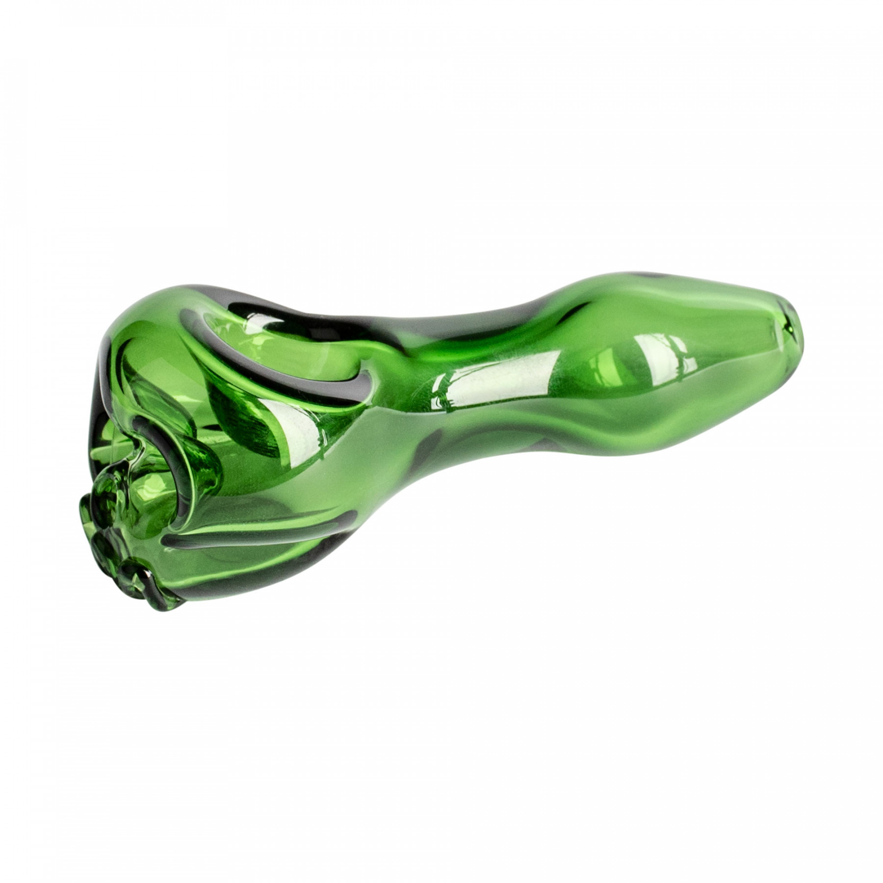 Photograph of product: Red Eye Glass 4.25" Skull Hand Pipe - Green