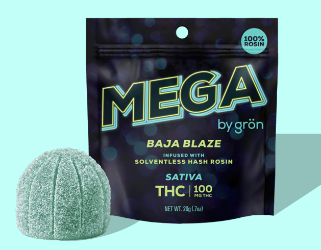 Photograph of product: Mega - Baja Blaze - au chocolat Rosin Gummies - 10 Pieces