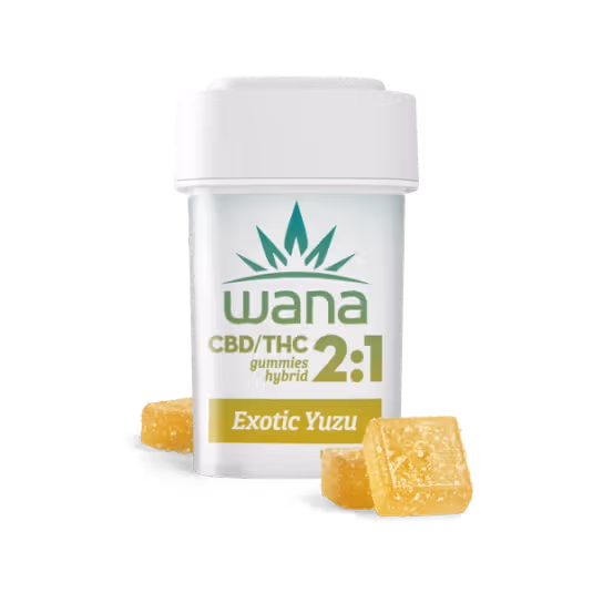 Photograph of product: Wana - Exotic Yuzu 2:1 Sour Gummies (100 mg THC 200 mg CBD)