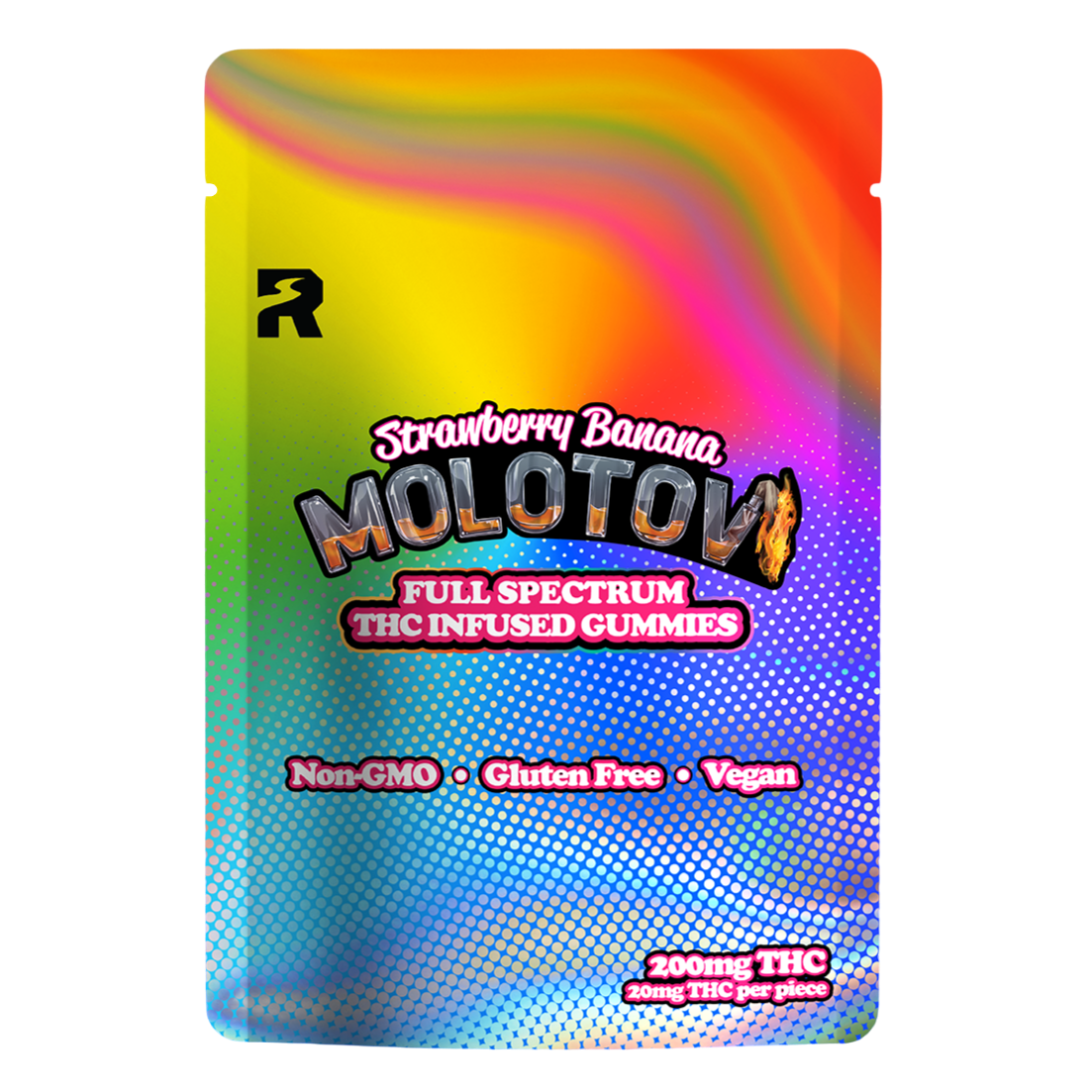 Photograph of product: Rogue Molotov Strawberry Banana Full Spectrum Gummies | 200mg