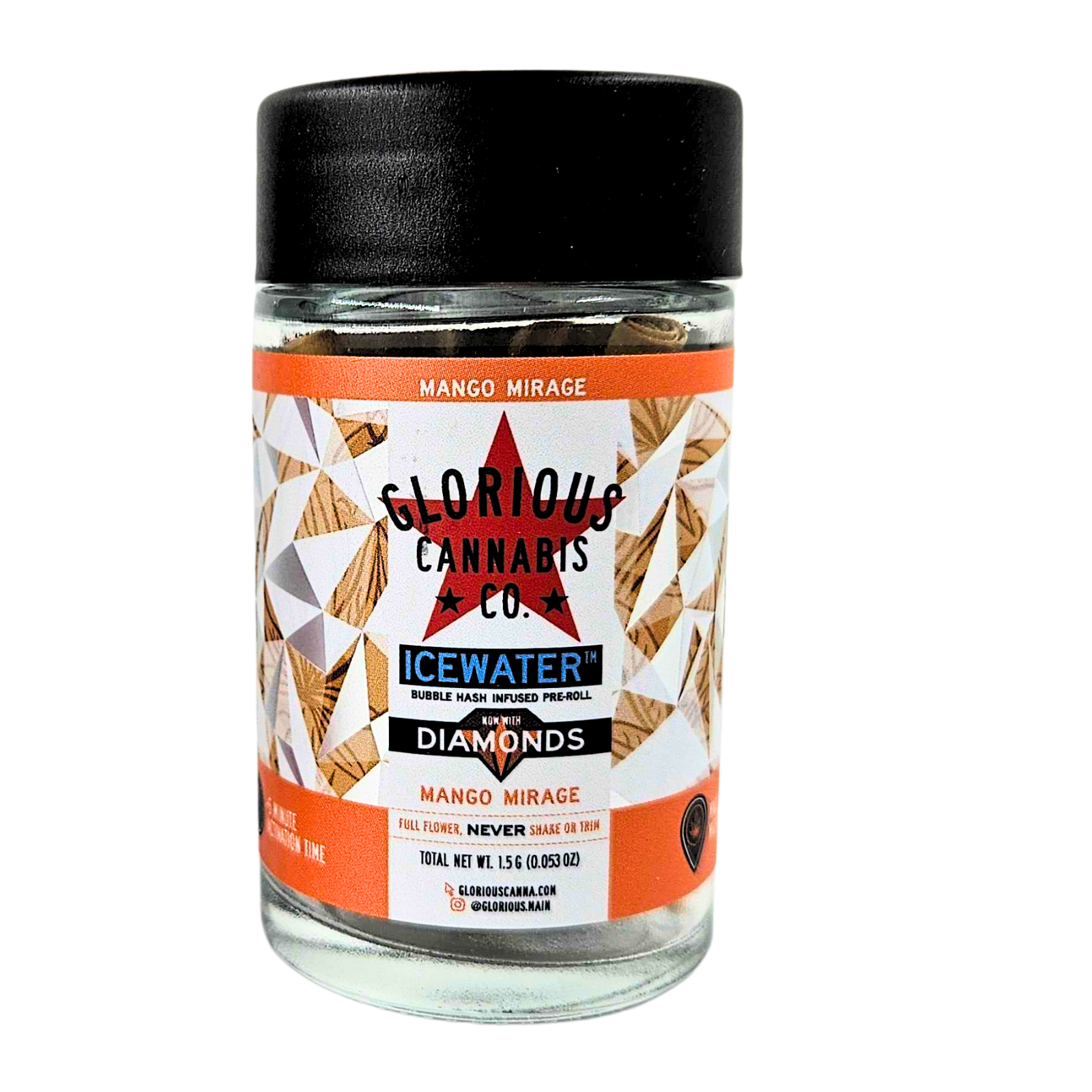 Photograph of product: GLORIOUS | ICC | Infused Preroll Pack | Mango Mirage | 3 x
