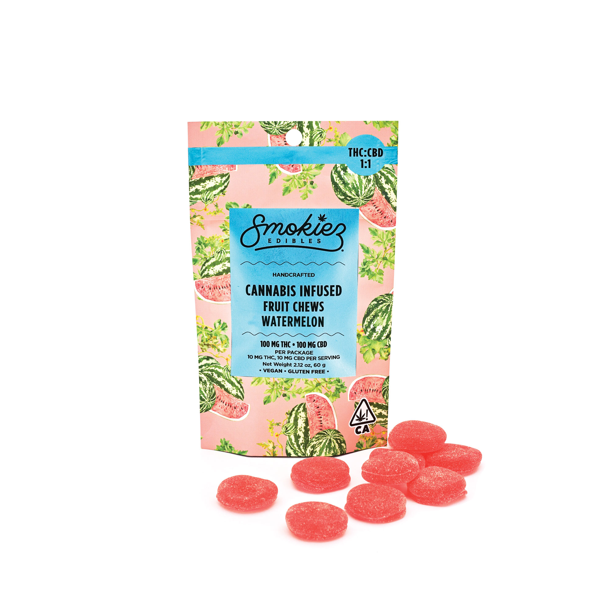 Photograph of product: CBD:TH-oui 1:1 Watermelon Fruit 100mg CBD:100mg TH-oui Fruit Chews