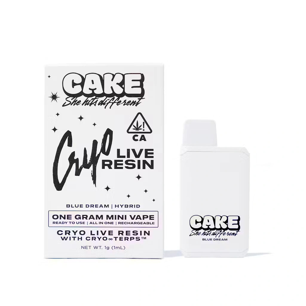 Photograph of product: CAKE - DISPOSABLE (CRYO LIVE RESIN MINI) - - HYBRID - BLUE RAZZ OG