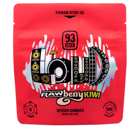 Photograph of product: 93 BOYZ LOUD RAWBERRY KIWI 5PK GUMMIES 100MG