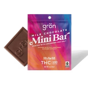 Photograph of product: GRN - MINI BAR - CHOCOLATE - 100MG - 1PK - MILK - HYBRID