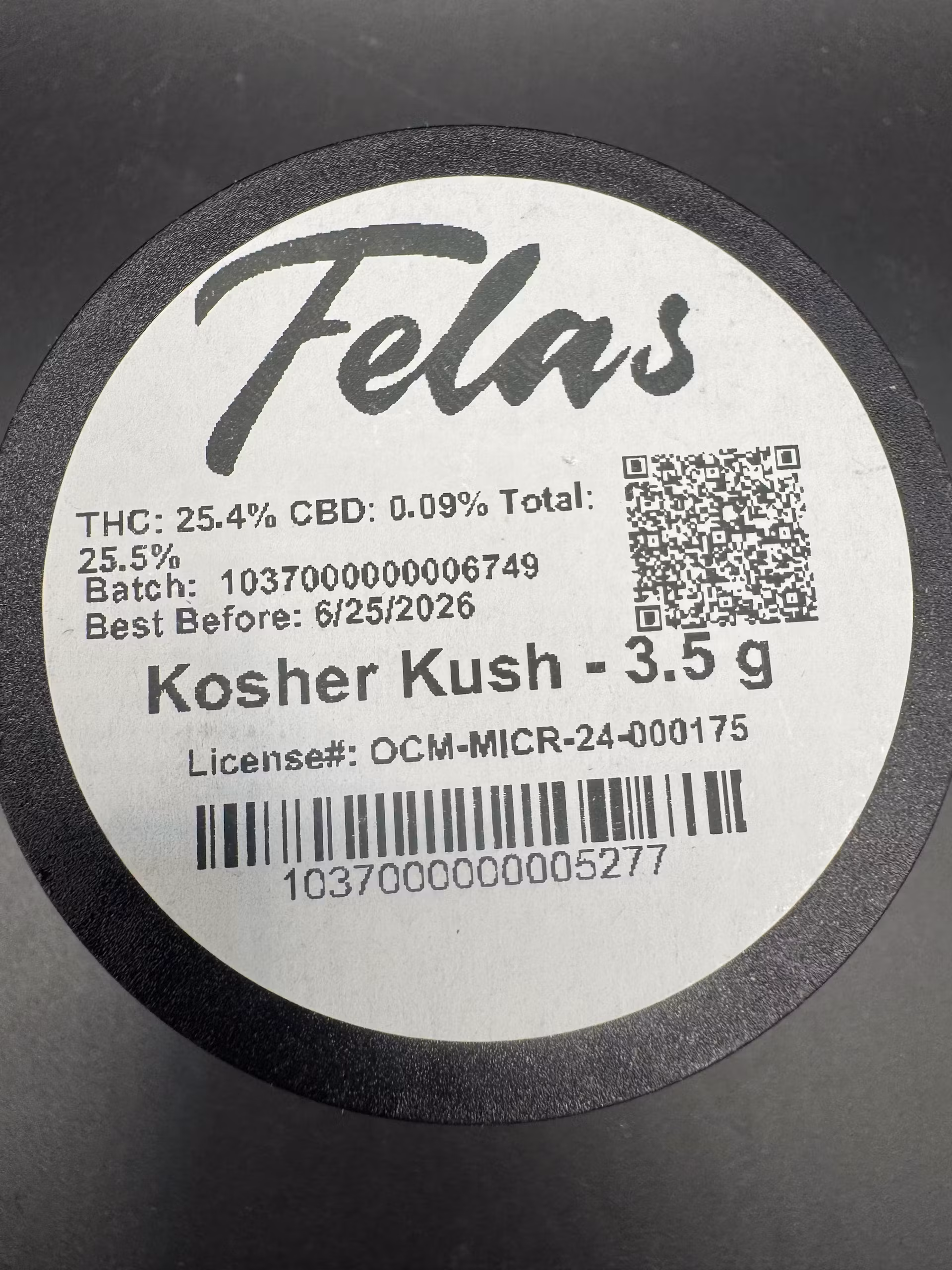 Photograph of product: Flower - Kosher Kush - 3.5g