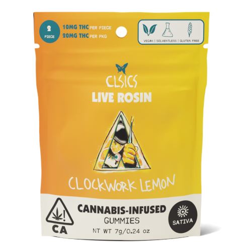 Photograph of product: Clockwork Lemon Oui'd - 20mg Live Rosin Gummies 2pk | CLSICS