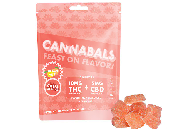Photograph of product: Calm: Peach Yuzu | 2:1 CBD | Gummies I 10pk | 10mg